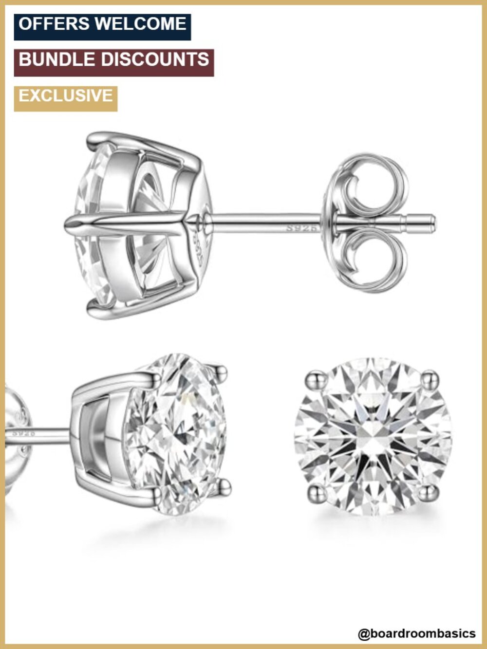 Moissanite Stud Earrings 925 Sterling Silver Plated 18k White Gold for Women Men